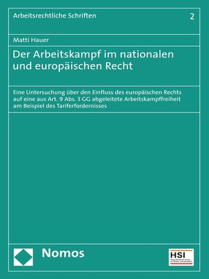 cover image of Der Arbeitskampf im nationalen und europäischen Recht